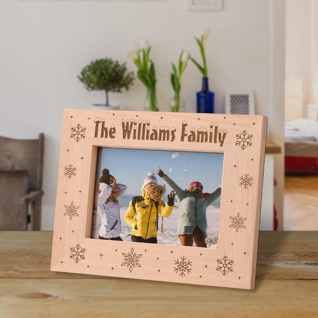 Cadres Gravés Cute Snowflakes Winter Wonderland Custom Name Text (Créateur téléchargé)