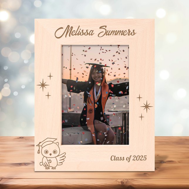 Cadres Gravés Défilement du Casquette de graduation de hibou 5x7 (Créateur téléchargé)