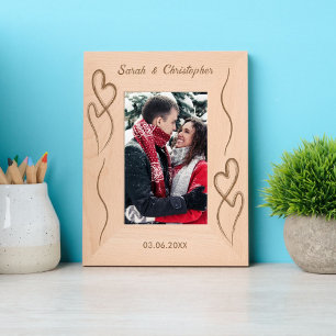 Cadres Gravés Deux Coeurs Anniversaire Couple