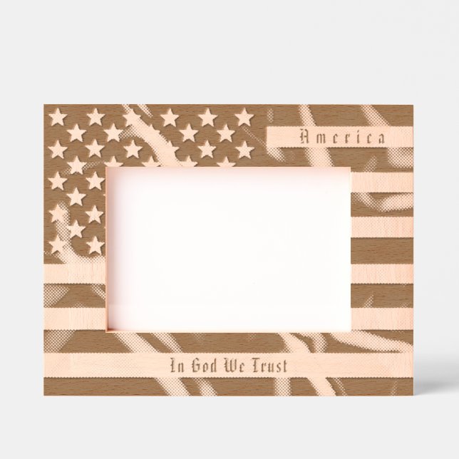 Cadres Gravés Devise américaine personnalisée et drapeau américa (Recto)
