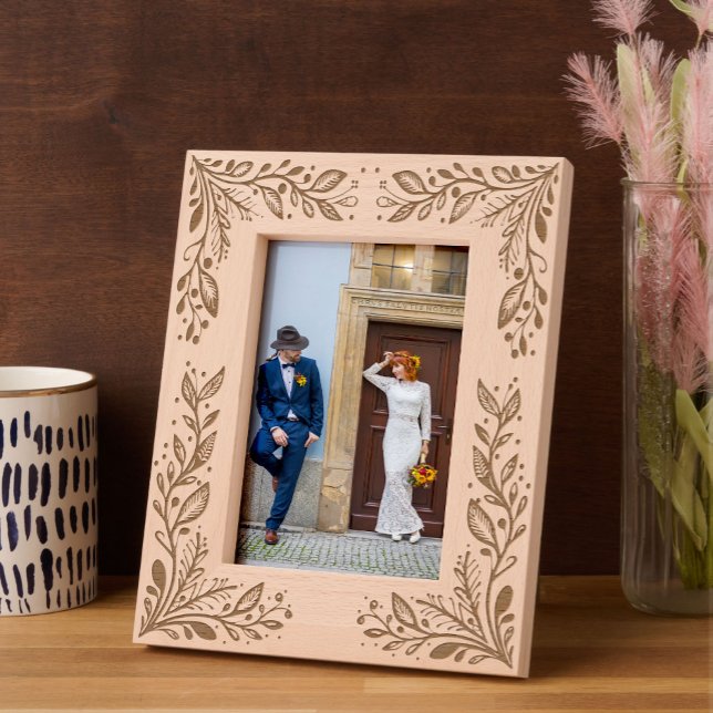 Cadres Gravés Élégant Floral Boho (Elegant Boho Floral Engraved Frame)