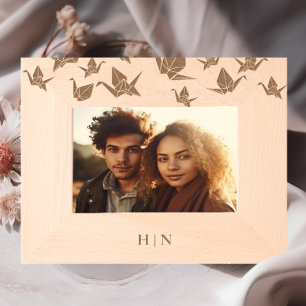 Cadres Gravés Élégant Monogramme de grue en papier Origami