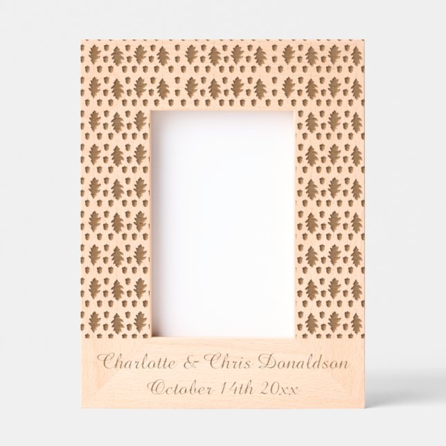 Cadres Gravés Feuilles de chêne et Acorns Automne Mariage d'auto (Recto)