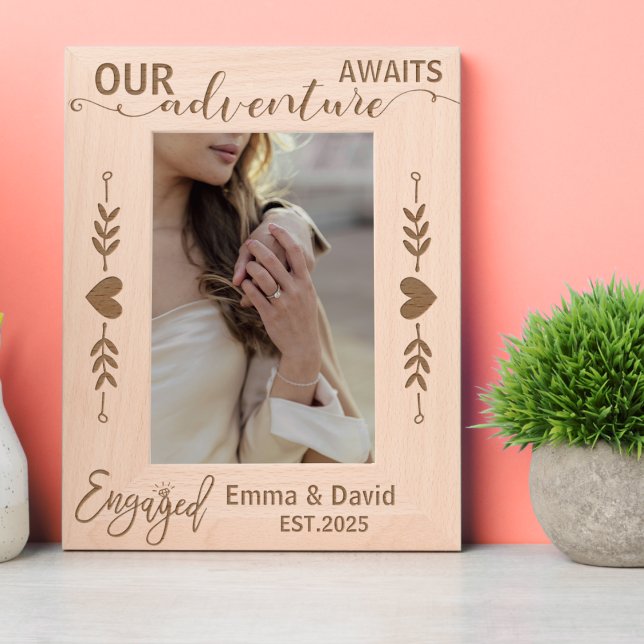 Cadres Gravés Fiançailles Anneau Mariage Boho Aventuré Couple (Engagement engaged she said yes first christmas home decor keepsake fun love calligraphy memories  )