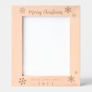 Cadres Gravés Flocon de neige moderne Joyeux Noël Nom de famille