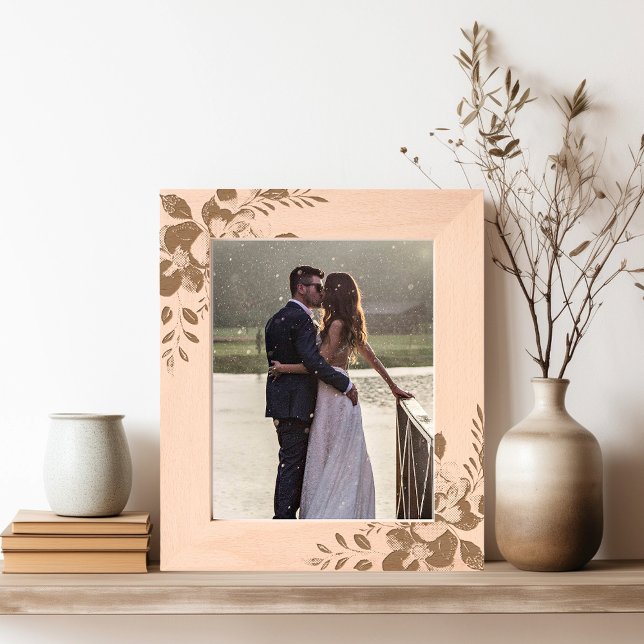 Cadres Gravés Floral Elegant Minimaliste Photo Famille (Wedding Photo Frame with Couples photo)