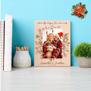Cadres Gravés Floral Nom personnalisé Couple Christmas Photo Kee