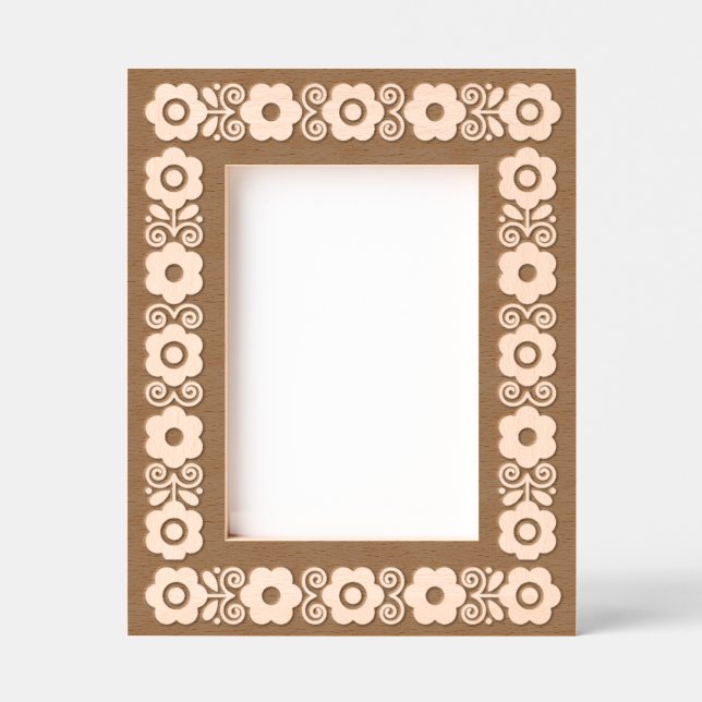 Cadres Gravés Flower Power Etched Wood Frame Engraved Frames (Recto)