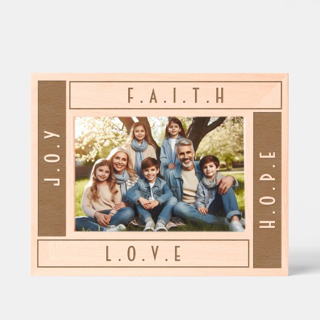 Cadres Gravés Foi moderne personnalisée Amour Espoir et Joie Typ (Family Faith Hope Love and Joy Photo Frame)