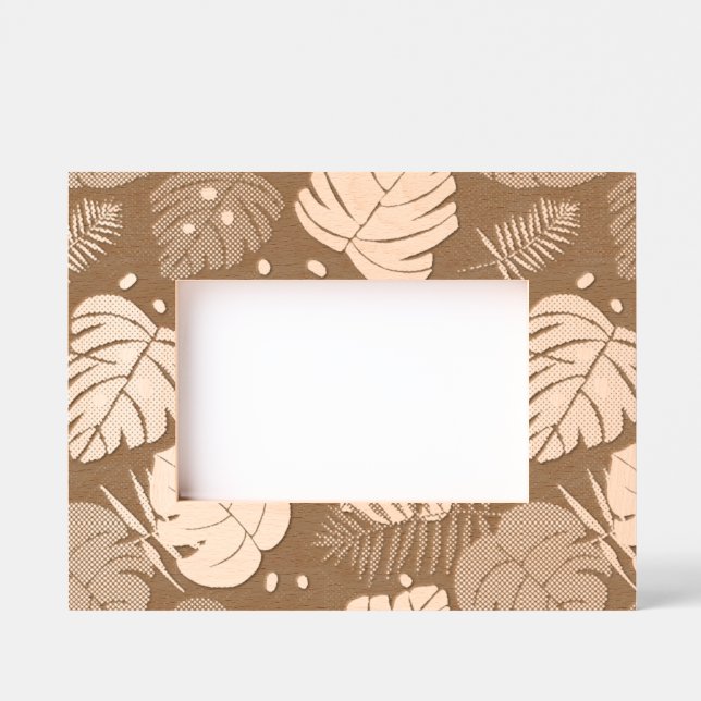 Cadres Gravés Foliage Tropical - Motif Monstère Et Feuille De Pa (Recto)