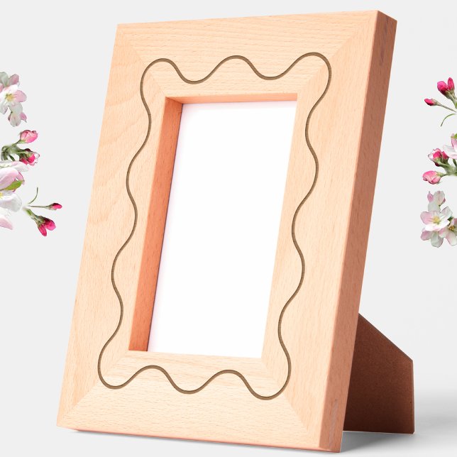 Cadres Gravés Géométrique ondulée moderne (Simple modern wavy pattern etched wooden photo frame)