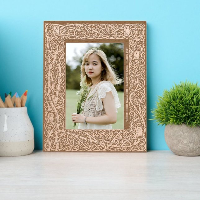 Cadres Gravés Graduation Chouettes Sages Dans Les Arbres Frontiè (Créateur téléchargé)