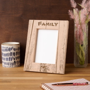 Cadres Gravés Grains rustiques en bois de graine avec famille de