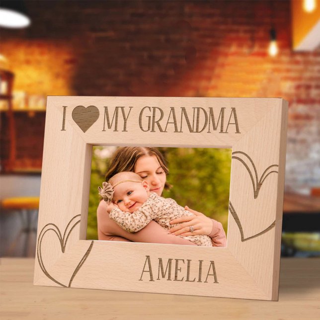 Cadres Gravés I Love my grand-mère Birthday image frame (I Love my Grandma Birthday picture frame Engraved Frames)