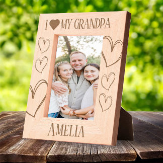 Cadres Gravés I Love my Grandpa Birthday picture frame with name