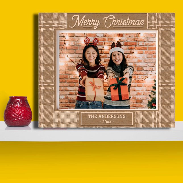 Cadres Gravés Joyeux Noël rustique vacances photo en bois gravé (Créateur téléchargé)