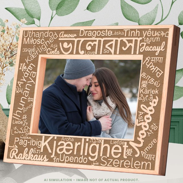 Cadres Gravés Laser moderne élégant gravé 'LOVE' en 50 langues (Créateur téléchargé)