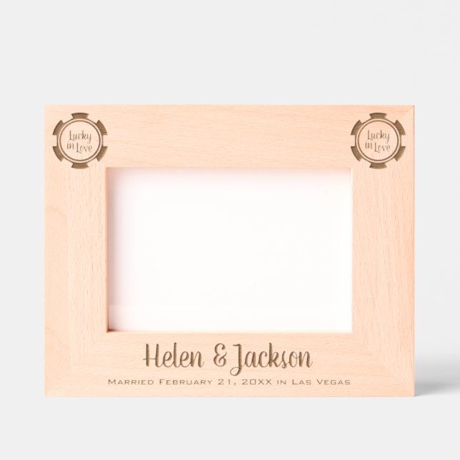 Cadres Gravés Lucky In Love Marié À Las Vegas Mariage (Recto)