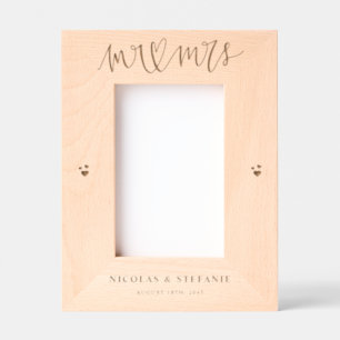 Cadres Gravés M. et Mme Heart Calligraphy Mariage Photo