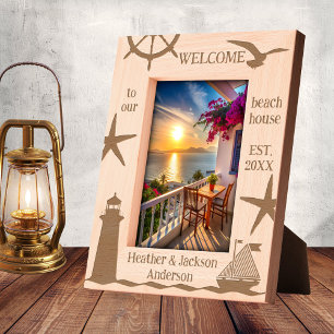 Cadres Gravés Maison de plage Nautical sur le littoral