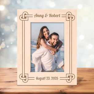 Cadres Gravés Mariage de trames en forme de noeud coeur 5x7