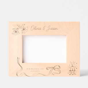 Cadres Gravés Mariage Nom personnalisé Tour de champagne Bow