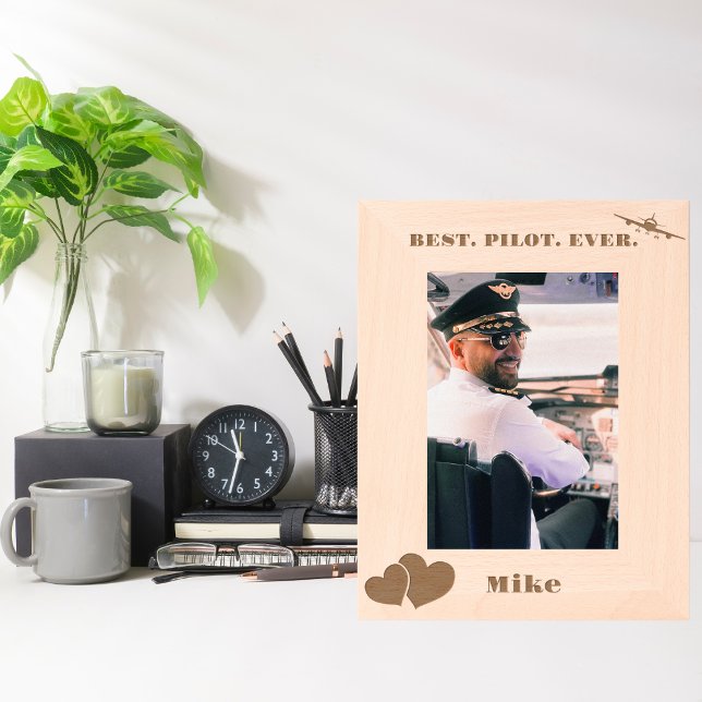 Cadres Gravés Meilleur pilote jamais avion & coeur, simple sur m (Créateur téléchargé)