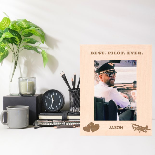 Cadres Gravés Meilleur pilote jamais avion & coeur, simple sur m (Créateur téléchargé)