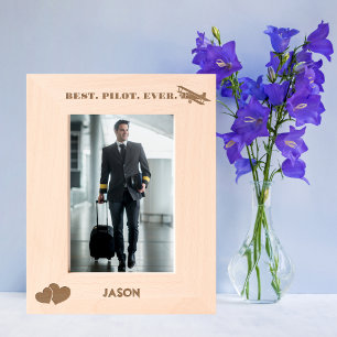 Cadres Gravés Meilleur pilote jamais avion & coeur, simple sur m