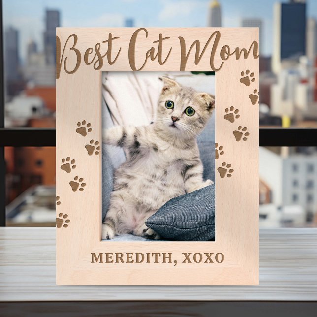 Cadres Gravés Meilleure Maman de Chat Personnalisée (Créateur téléchargé)