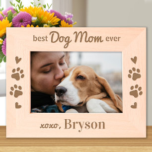 Cadres Gravés Meilleure MOM de DOG jamais - Paws photo en bois p