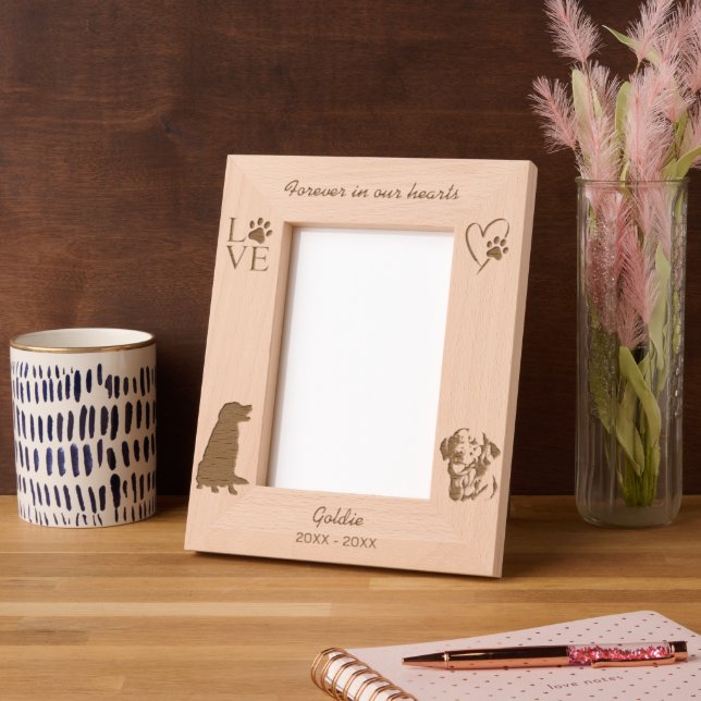 Cadres Gravés Mémorial Golden Retriever Dog Pawprint (Gauche)