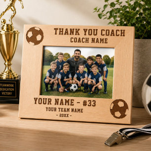 Cadres Gravés Merci Entraîneur Football Nom de l'équipe Sports
