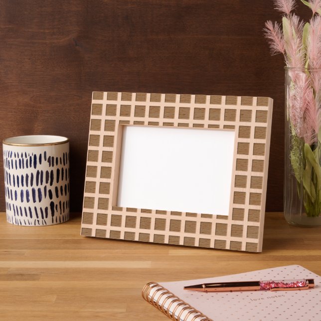 Cadres Gravés Modern Grid Etched Wooden Picture Frame (Gauche)