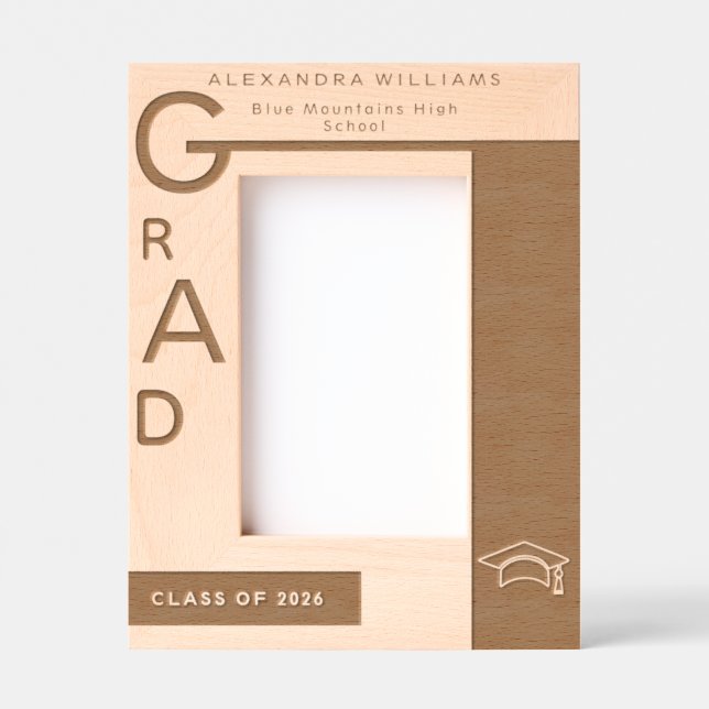Cadres Gravés Modern Two-Tone Design Graduation Photo (Recto)