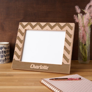 Cadres Gravés Motif chevron jaune et noir personnalisable
