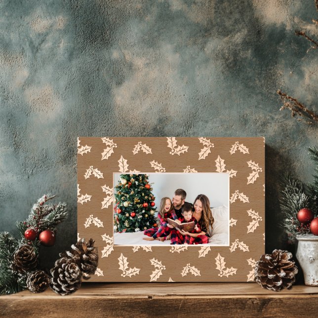 Cadres Gravés Noël Holly Wooden (Etched Holly Christmas Frame )