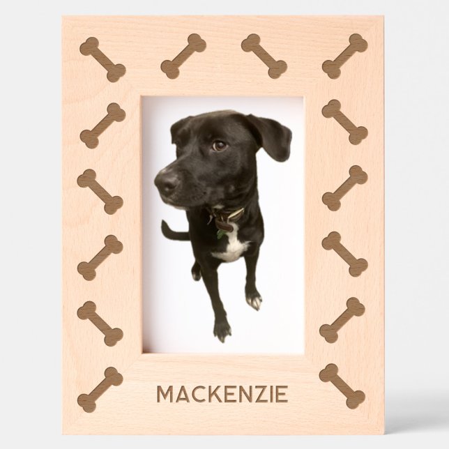Cadres Gravés Nom de chien personnalisé Fun Bones (Fun personalized dog name bones pattern etched photo frame for dog lovers)
