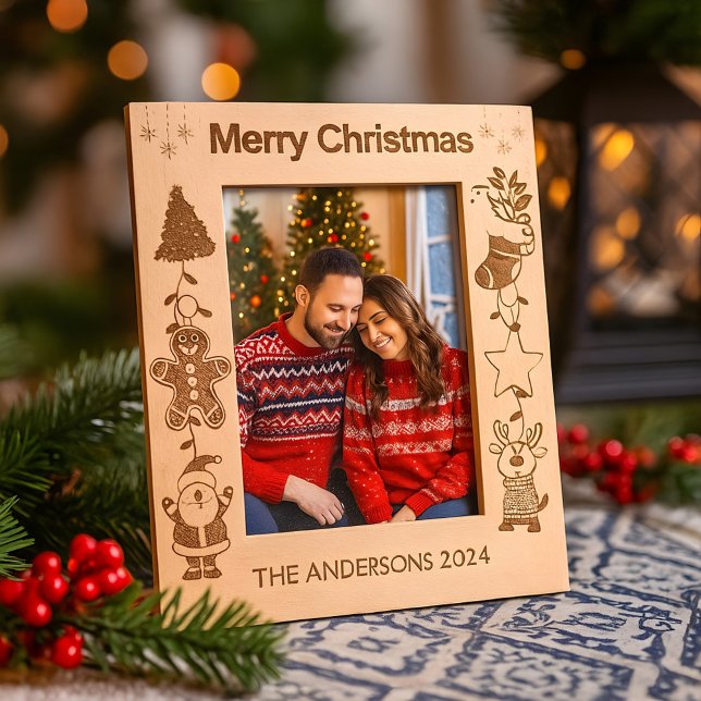 Cadres Gravés Nom de famille personnalisé Joyeux Noël (Créateur téléchargé)
