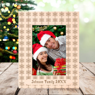 Cadres Gravés Nom de famille Snowflake Noël Motif 5x7 Bois