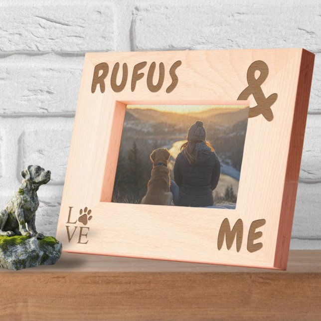 Cadres Gravés Nom et moi des chiens grands et audacieux personna (Personalized Big and Bold Dogs Name and Me Etched Frames by Ricaso. Add your dogs name, with love)