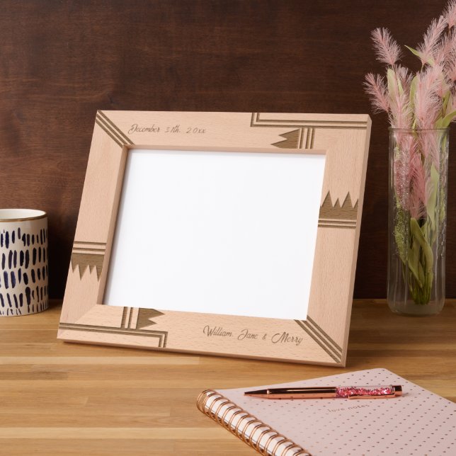 Cadres Gravés Nom personnalisé géométrique élégant Laser en bois (Gauche)