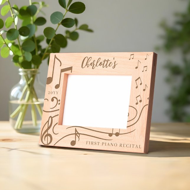 Cadres Gravés Notes musicales élégantes Nom personnalisé Keepsak (Elegant Music Notes Personalized Name Keepsake Etched Frames)