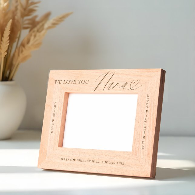 Cadres Gravés Nous Vous Aimons Nana Script Heart Grandkid Names (We Love You Nana Script Heart Grandkid Names Etched Frames)