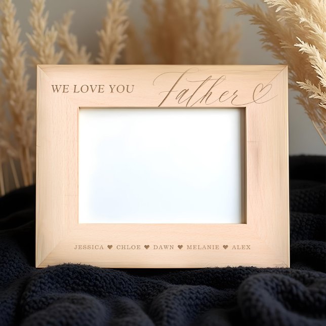 Cadres Gravés Nous vous aimons Père Script Coeur Noms des Enfant (We Love You Father Script Heart Kid Names Keepsake Etched Frames)