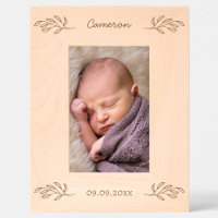 Nouveau bébé Nom personnalisé Date Feuilles botani