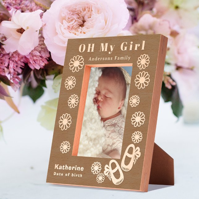 Cadres Gravés Oh ma fille bébé (Oh My Girl  Wood Etched Personalized Frame.)