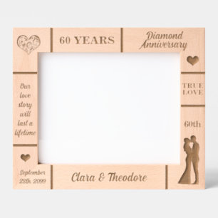 Cadres Gravés Paysage 10x8 Diamant 60e anniversaire Mariage