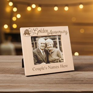 Cadres Gravés Personnalisé 50e anniversaire Mariage d'or avec cl