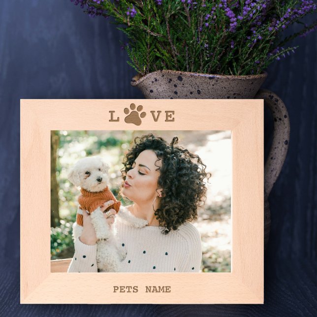 Cadres Gravés Personnalisé Chien Animaux de compagnie Love Paw P (Custom Dog Pet Love Paw Custom Engraved Photo)